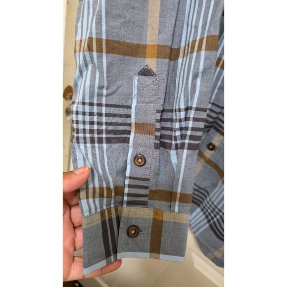 Carhartt Rugged Flex Mens Relaxed Fit Plaid Button-Up Shirt XL Blue & Brown - Picture 5 of 7